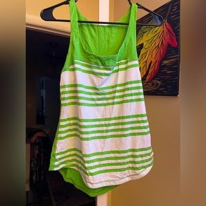Lululemon Athletica Green and White Striped Tank Top
